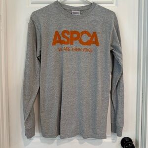 ASPCA Long Sleeve T-Shirt Gray Graphic Tee Hanes Heavyweight Size Small